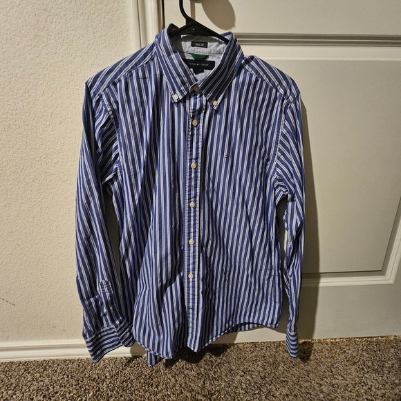 Tommy Hilfiger Other - Tommy Hilfiger Men's Slim Fit Blue White Striped Button Down Dress Shirt Size M